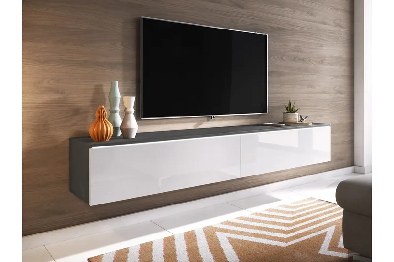 Kanak TV-taso 180 cm - Tummanharmaa / Valkoinen - Huonekalut - TV- & Mediakalusteet - Tv taso & Mediataso