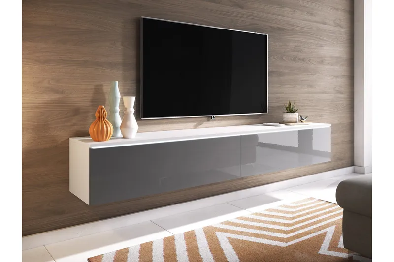 Kanak TV-taso 180 cm - Valkoinen / Harmaa - Huonekalut - TV- & Mediakalusteet - Tv taso & Mediataso