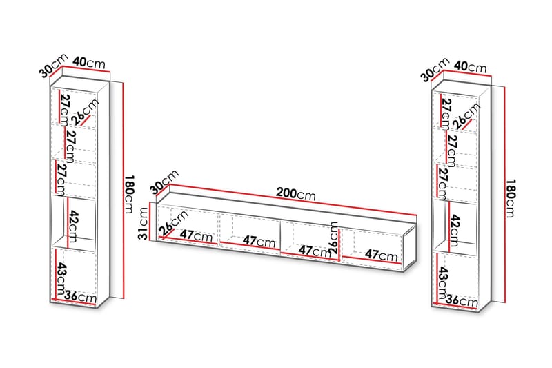Kangana Tv-Huonekalusetti - Beige - Huonekalut - TV- & Mediakalusteet - TV-kalustepaketti
