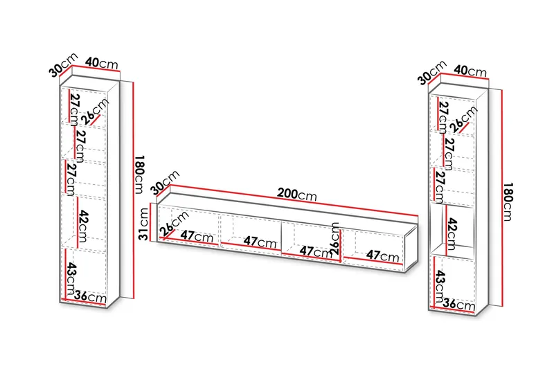 Kangana Tv-Huonekalusetti - Musta - Huonekalut - TV- & Mediakalusteet - TV-kalustepaketti