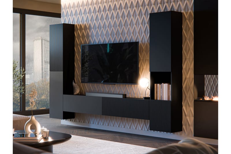 Kangana Tv-Huonekalusetti - Musta - Huonekalut - TV- & Mediakalusteet - TV-kalustepaketti