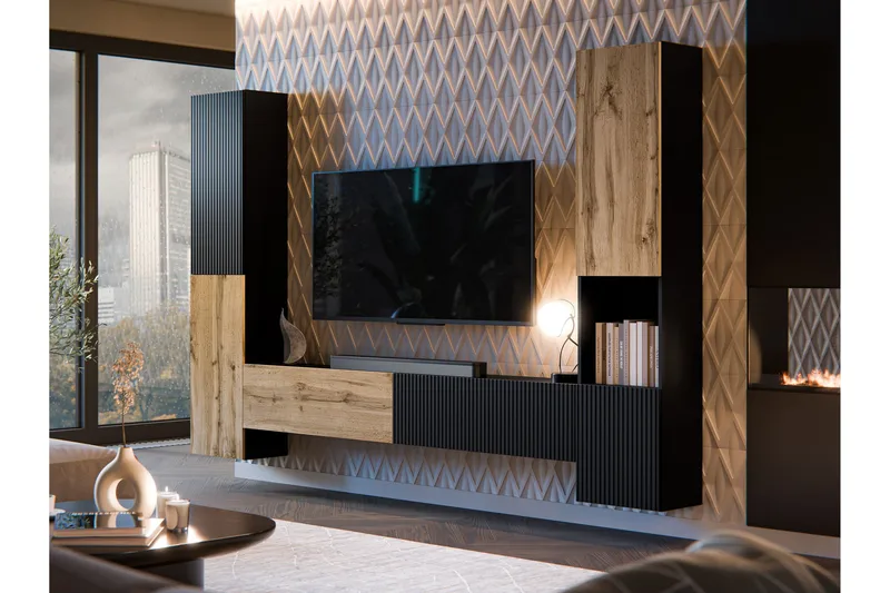 Kangana Tv-Huonekalusetti - Musta/Ruskea - Huonekalut - TV- & Mediakalusteet - TV-kalustepaketti