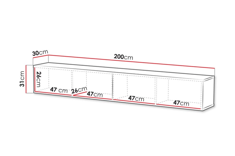 Kangana TV-taso 200 cm - Musta - Huonekalut - TV- & Mediakalusteet - Tv taso & Mediataso