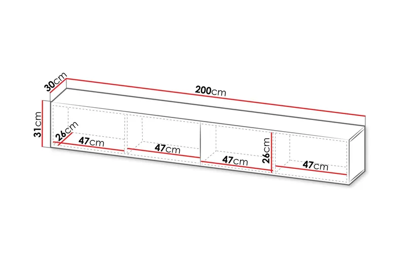 Kangana Tv-Taso 200x30 cm - Beige - Huonekalut - TV- & Mediakalusteet - Tv taso & Mediataso