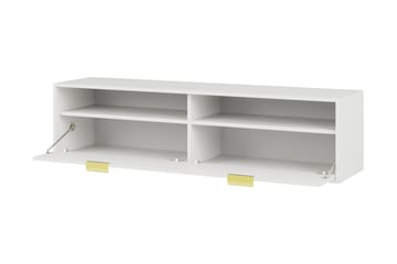 Kanon seinälle kiinnitettävä tv-taso 140 cm säilytystilalla maalattua puuta - Valkoinen - Huonekalut - TV- & Mediakalusteet - Tv taso & Mediataso