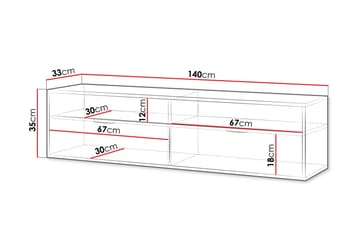 Kanon seinälle kiinnitettävä tv-taso 140 cm säilytystilalla maalattua puuta - Valkoinen - Huonekalut - TV- & Mediakalusteet - Tv taso & Mediataso