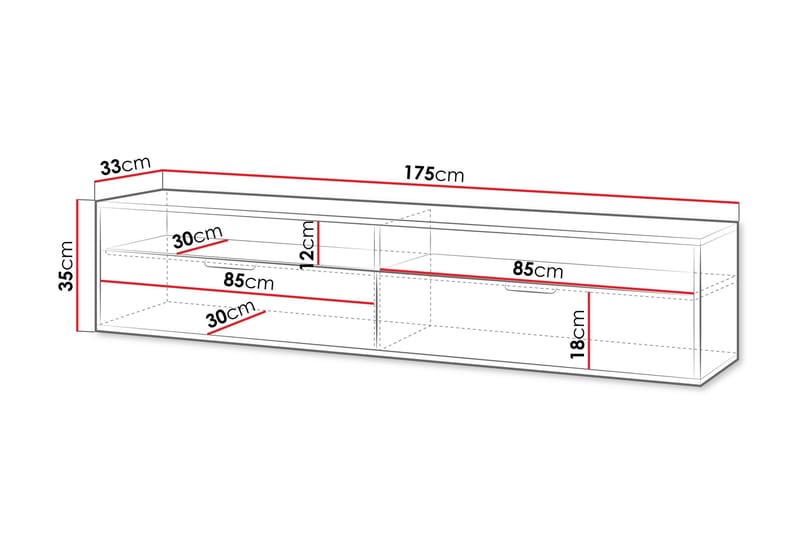 Kanon TV-taso 175 cm - Valkoinen - Huonekalut - TV- & Mediakalusteet - Tv taso & Mediataso