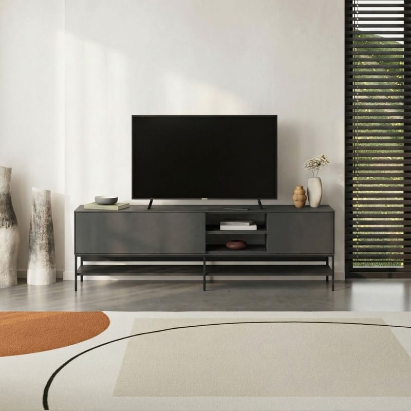 Kenvor TV-taso 180 cm - Antrasiitti/Wood Black/Musta - Huonekalut - TV- & Mediakalusteet - Tv taso & Mediataso