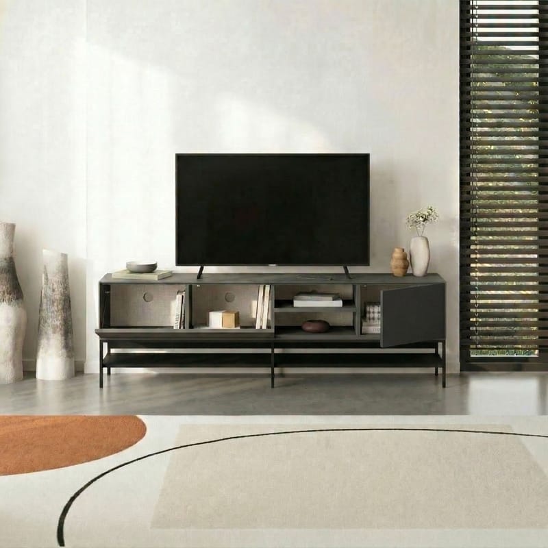 Kenvor TV-taso 180 cm - Antrasiitti/Wood Black/Musta - Huonekalut - TV- & Mediakalusteet - Tv taso & Mediataso