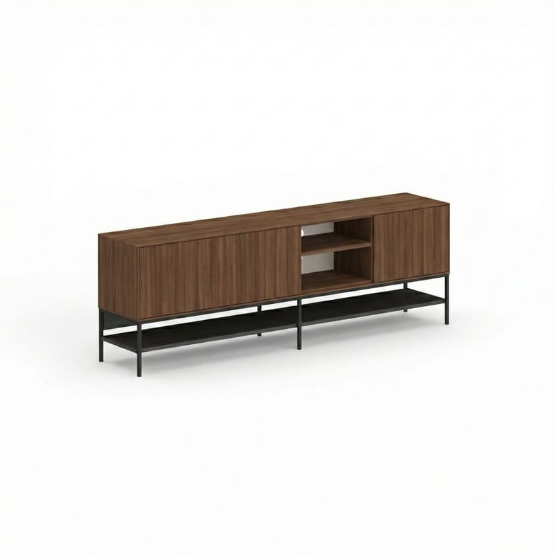 Kenvor TV-taso 180 cm, Milano Walnut, Wood Black, Musta