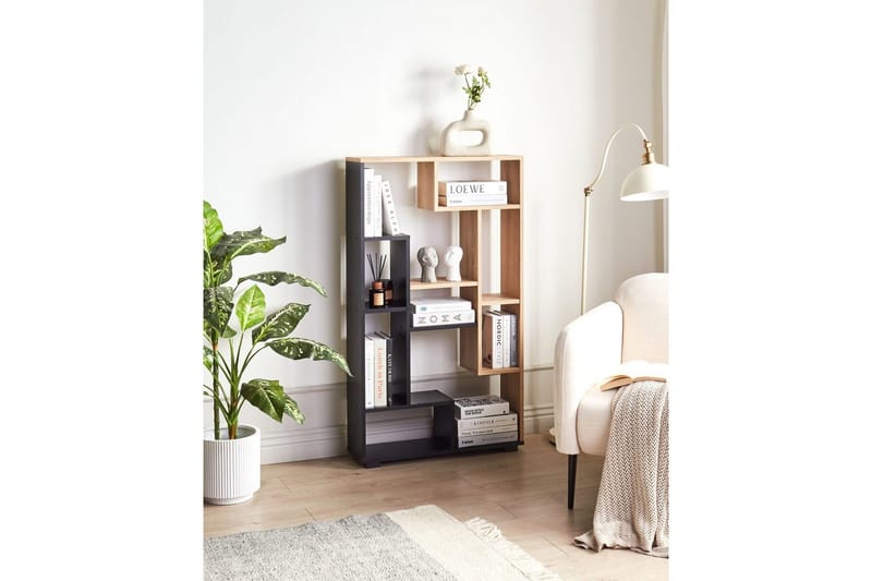 Kirjahylly Alma Vaalea puu, musta - Vaalea puu, musta - Säilytys - Hylly - Kirjahylly