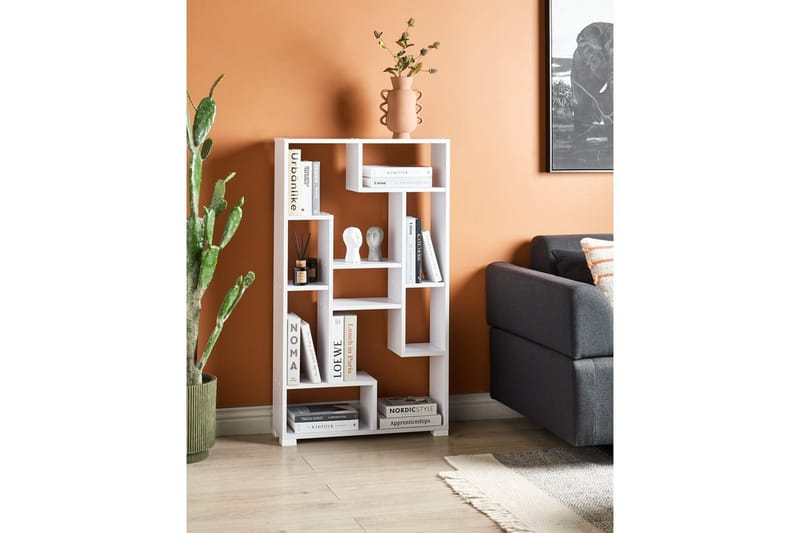 Kirjahylly Alma Valkoinen - Valkoinen - Säilytys - Hylly - Kirjahylly