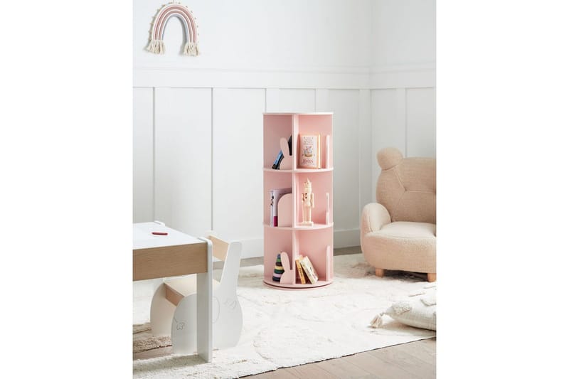 Kirjahylly Caney Vaaleanpunainen - Vaaleanpunainen - Huonekalut - Lasten kalusteet - Lastenhuoneen säilytys - Lastenhuoneen hylly - Kirjahylly lastenhuoneeseen