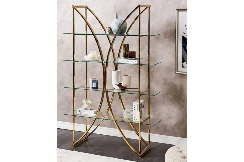 Kirjahylly Hollow Kulta - Kulta - Säilytys - Hylly - Kirjahylly