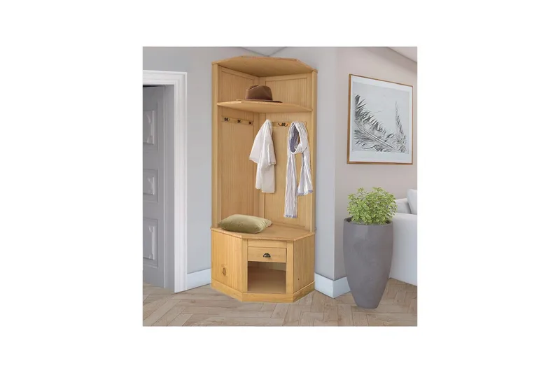 Korkea kaappi Toby Luonto, 185x90x65 cm - Luonto, 185x90x65 cm - Huonekalut - Kalustesetit - Eteisen kalustesetit