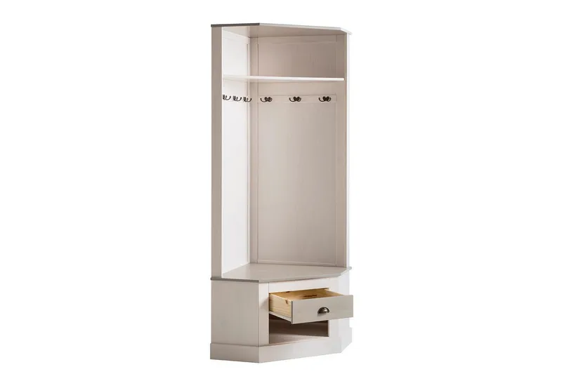 Korkea kaappi Toby Valkoinen/Harmaa, 185x90x65 cm - Valkoinen/Harmaa, 185x90x65 cm - Huonekalut - Kalustesetit - Eteisen kalustesetit