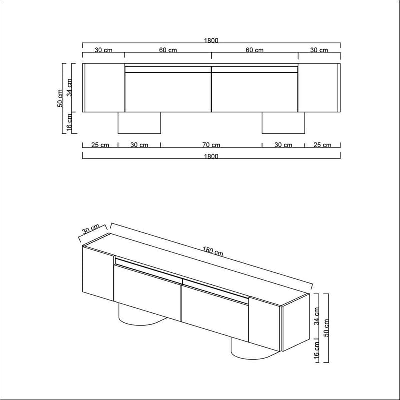 Kumail TV-taso 180 cm - Ruskea/Musta - Huonekalut - TV- & Mediakalusteet - Tv taso & Mediataso