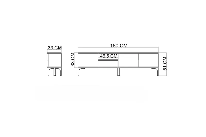 Kunar TV-taso 180 cm - Luonnonväri - Huonekalut - TV- & Mediakalusteet - Tv taso & Mediataso