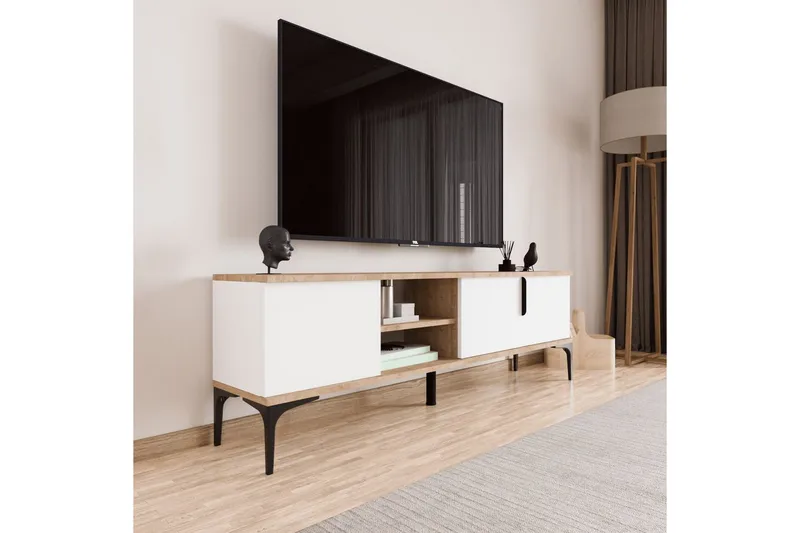 Kunar TV-taso 180 cm - Valkoinen - Huonekalut - TV- & Mediakalusteet - Tv taso & Mediataso