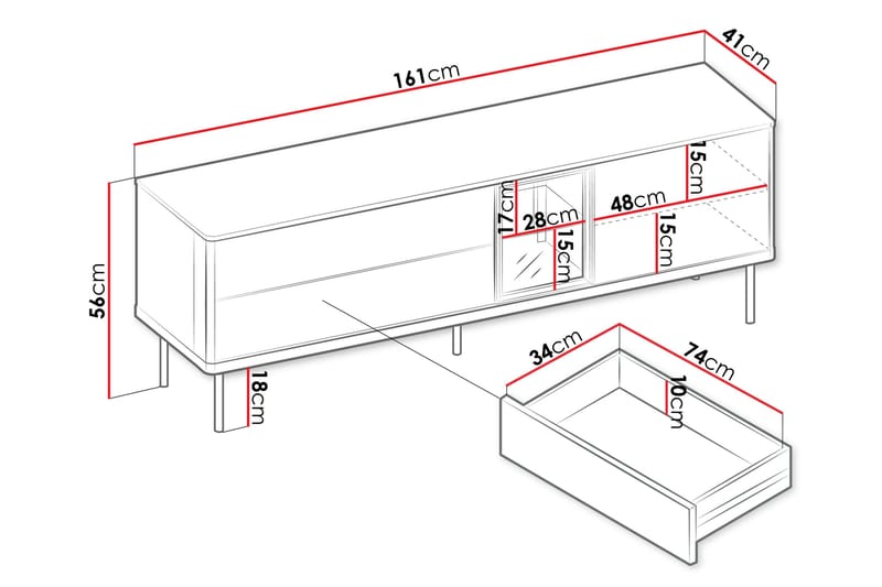 Levisa Tv-Taso 161x41 cm - Beige - Huonekalut - TV- & Mediakalusteet - Tv taso & Mediataso