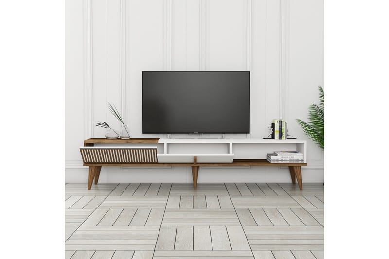 Lissione Tv-taso 180 cm - Pähkinäpuu/Valkoinen - Huonekalut - TV- & Mediakalusteet - Tv taso & Mediataso