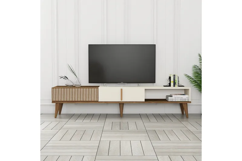 Lissione Tv-taso 180 cm - Pähkinäpuu/Kerma - Huonekalut - TV- & Mediakalusteet - Tv taso & Mediataso