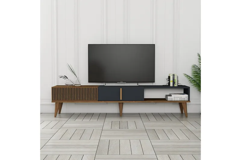 Lissione Tv-taso 180 cm - Pähkinäpuu/Antrasiitti - Huonekalut - TV- & Mediakalusteet - Tv taso & Mediataso