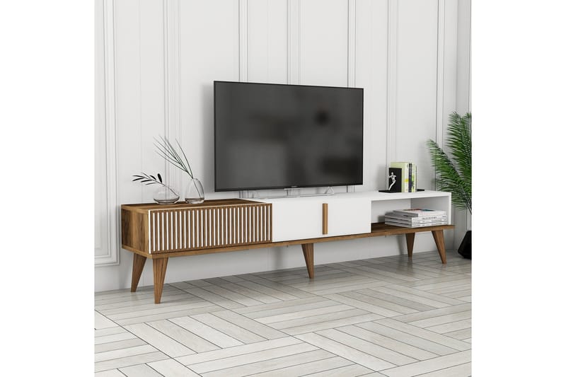 Lissione Tv-taso 180 cm - Pähkinäpuu/Valkoinen - Huonekalut - TV- & Mediakalusteet - Tv taso & Mediataso