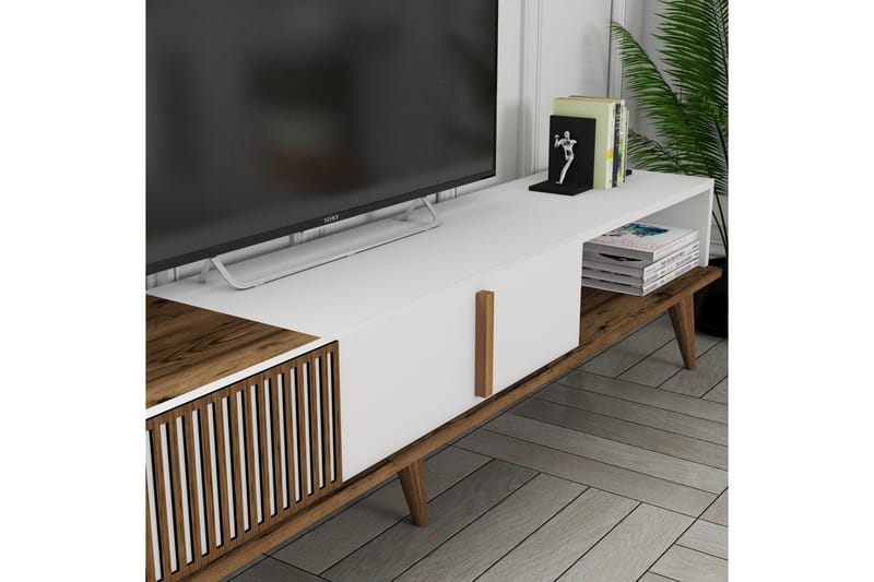 Lissione Tv-taso 180 cm - Pähkinäpuu/Valkoinen - Huonekalut - TV- & Mediakalusteet - Tv taso & Mediataso