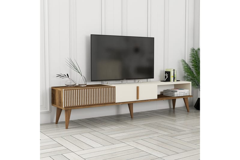 Lissione Tv-taso 180 cm - Pähkinäpuu/Kerma - Huonekalut - TV- & Mediakalusteet - Tv taso & Mediataso