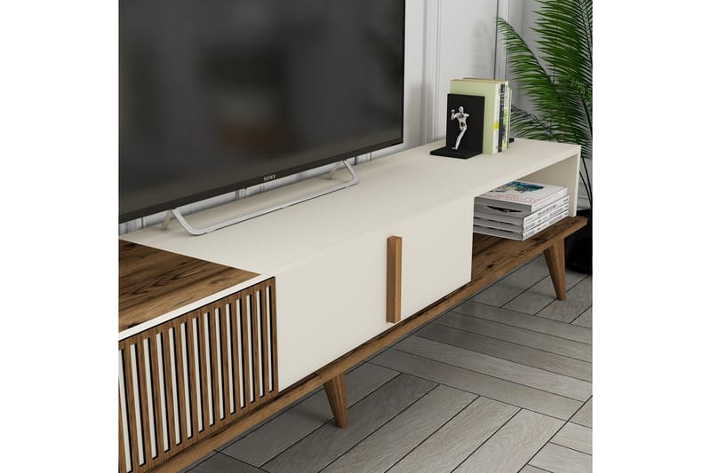 Lissione Tv-taso 180 cm - Pähkinäpuu/Kerma - Huonekalut - TV- & Mediakalusteet - Tv taso & Mediataso