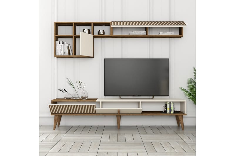 Lissione Tv-taso 180 cm - Pähkinäpuu/Kerma - Huonekalut - TV- & Mediakalusteet - Tv taso & Mediataso