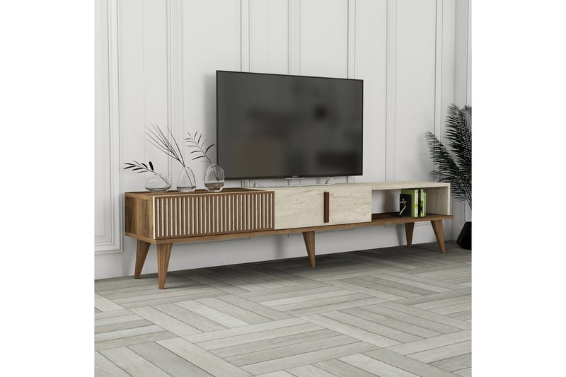 Lissione Tv-taso 180 cm - Pähkinäpuu/Beige - Huonekalut - TV- & Mediakalusteet - Tv taso & Mediataso