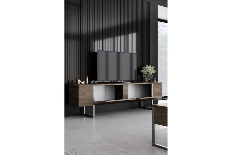 Luxe Tv-taso 180 cm - Pähkinäpuu/Hopea - Huonekalut - TV- & Mediakalusteet - Tv taso & Mediataso