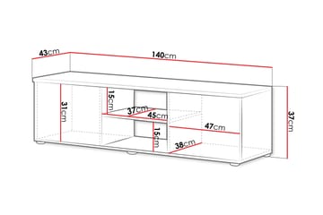 Lyrosen lattiaseisova tv-taso 140 cm säilytyksellä maalattu puu - Beige - Huonekalut - TV- & Mediakalusteet - Tv taso & Mediataso