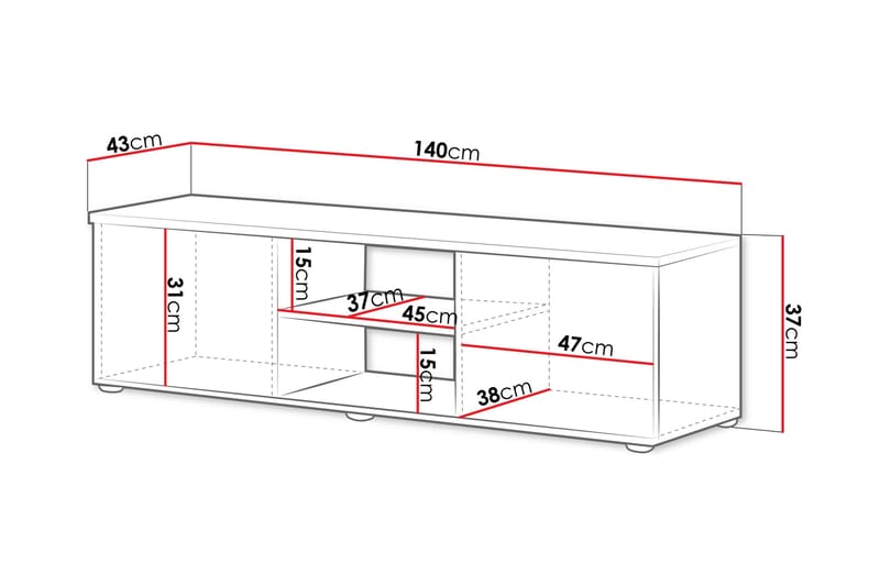Lyrosen lattiaseisova tv-taso 140 cm säilytyksellä maalattu puu - Beige - Huonekalut - TV- & Mediakalusteet - Tv taso & Mediataso