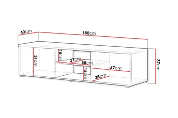 Lyrosen lattiaseisova tv-taso 180 cm säilytyksellä maalatusta puusta - Beige - Huonekalut - TV- & Mediakalusteet - Tv taso & Mediataso
