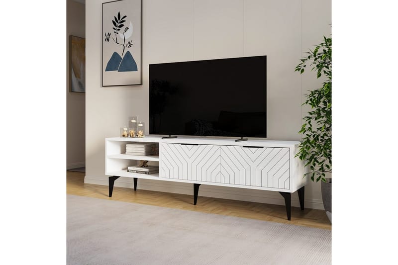Lyven TV-taso 160 cm - Valkoinen - Huonekalut - TV- & Mediakalusteet - Tv taso & Mediataso