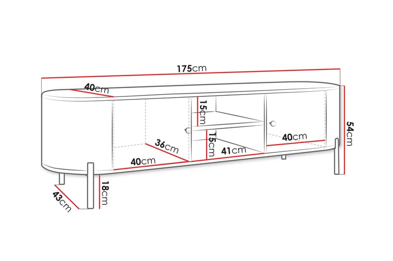 Maggio Tv-Taso 175x43 cm - Beige - Huonekalut - TV- & Mediakalusteet - Tv taso & Mediataso