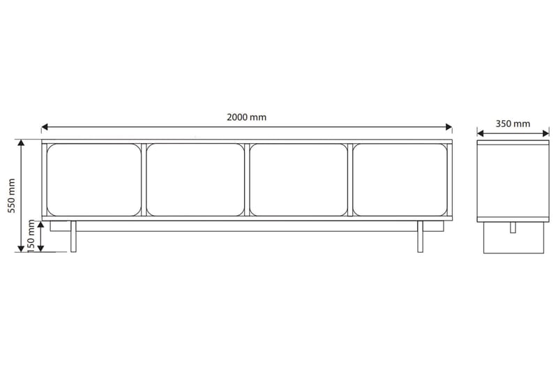 Marinport TV-taso 200 cm - Beige - Huonekalut - TV- & Mediakalusteet - Tv taso & Mediataso
