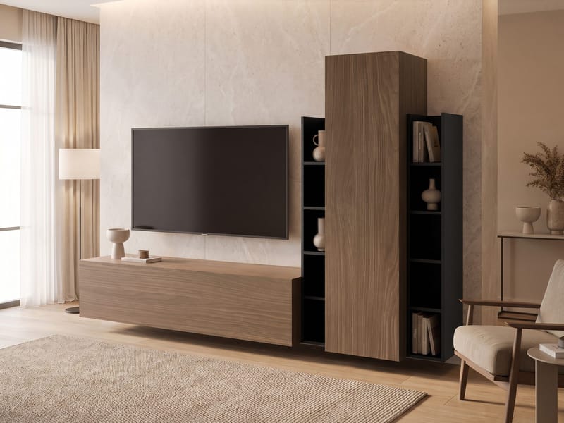 Marlic TV-taso 230 cm - Ruskea|musta - Huonekalut - TV- & Mediakalusteet - TV-kalustepaketti