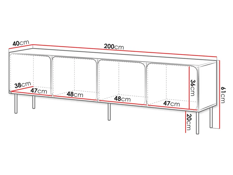 Marros TV-taso 200 cm - Toskananpunainen - Huonekalut - TV- & Mediakalusteet - TV-kaappi