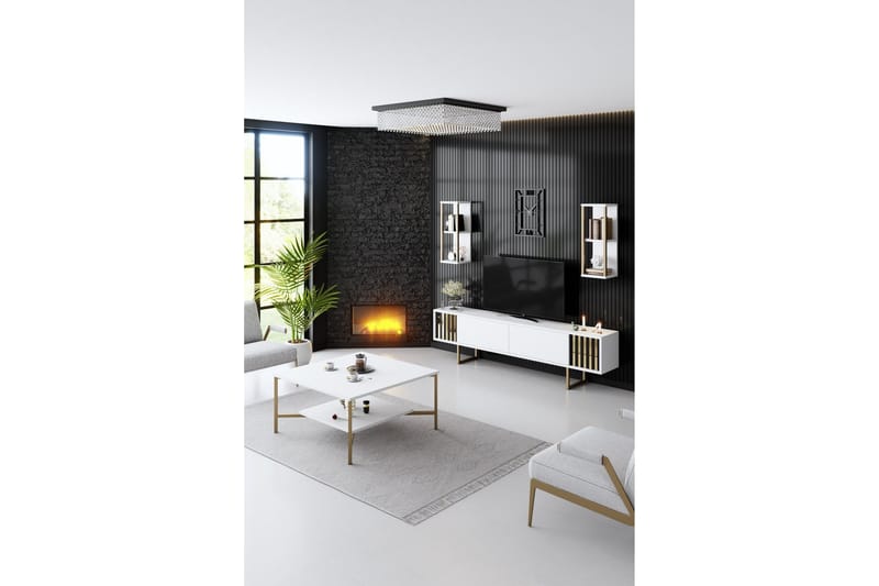 Masatomo Tv-taso 180 cm - Valkoinen/Musta - Huonekalut - TV- & Mediakalusteet - Tv taso & Mediataso