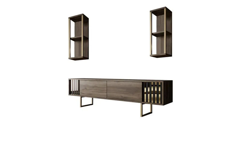 Masatomo Tv-taso 180 cm, Pähkinäpuu/Musta