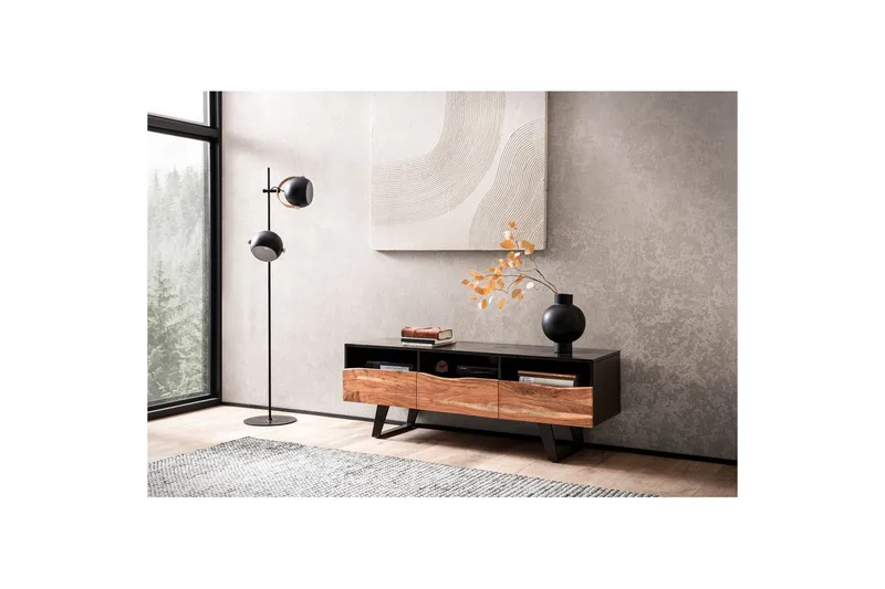 Matala kaappi Wohnling Massiivipuu 2 ovella 1 laatikko puureuna maalaistalo - Huonekalut - TV- & Mediakalusteet - TV-kaappi