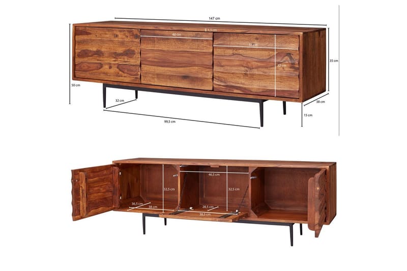 Matala kaappi Wohnling Massiivipuu säilytyksellä 3 ovea maalaistalo - Huonekalut - TV- & Mediakalusteet - TV-kaappi
