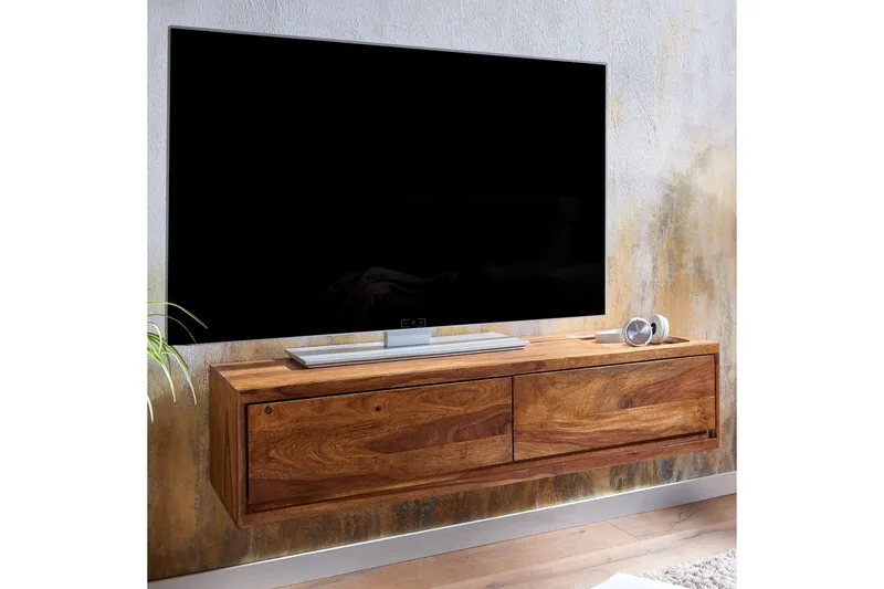 Matala kaappi Wohnling Täyspuinen roikkuva kahdella laatikolla maalaistyylinen - Huonekalut - TV- & Mediakalusteet - TV-kaappi