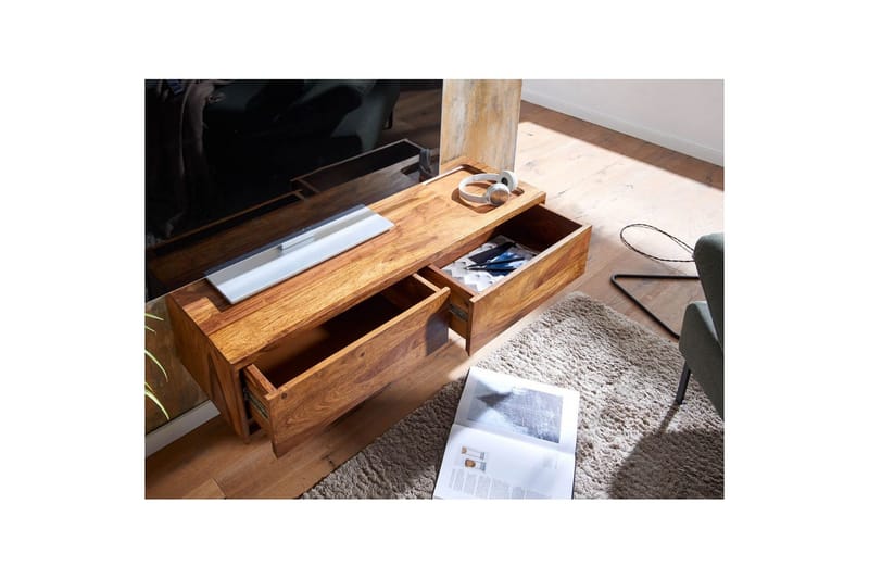 Matala kaappi Wohnling Täyspuinen roikkuva kahdella laatikolla maalaistyylinen - Huonekalut - TV- & Mediakalusteet - TV-kaappi