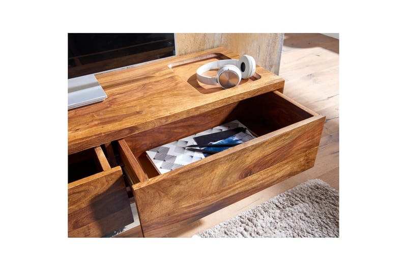 Matala kaappi Wohnling Täyspuinen roikkuva kahdella laatikolla maalaistyylinen - Huonekalut - TV- & Mediakalusteet - TV-kaappi