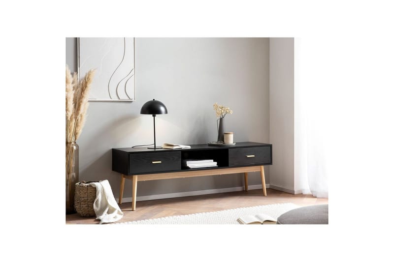 Matala kaappi Wohnling Tammi, päällystetty, 2 laatikkoa, moderni säilytysmoderni - Huonekalut - TV- & Mediakalusteet - TV-kaappi